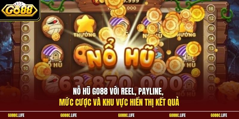 Nổ hũ GO88 với reel, payline, mức cược và khu vực hiển thị kết quả